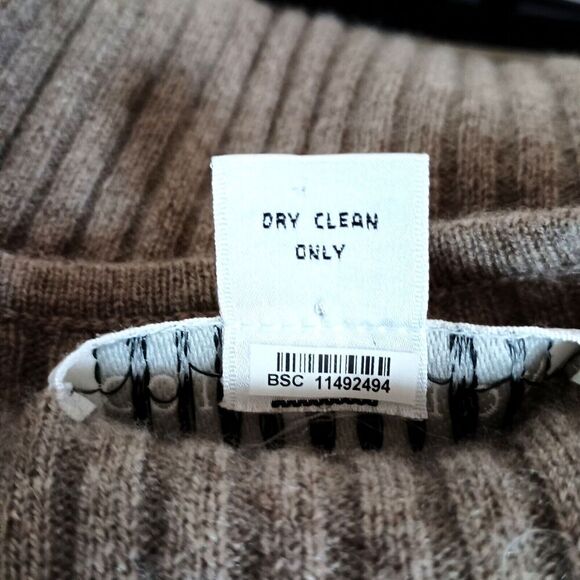 Collection Fifty Nine Sweater Womens Large Cashmere Beige Round Neck Ribbed Luxe - Picture 5 of 5